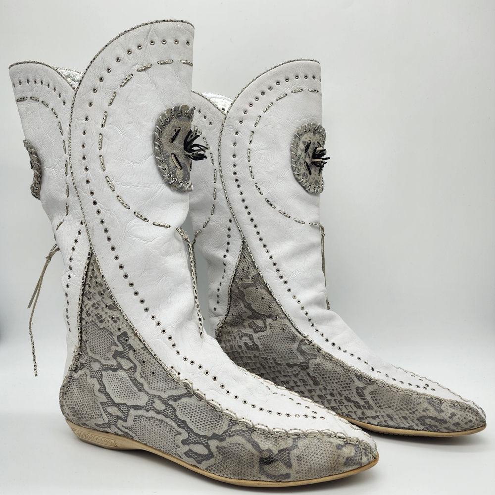 El Vaquero Italy by Ilga Vintage Y2K Leather Western Moccasin Boho Boots